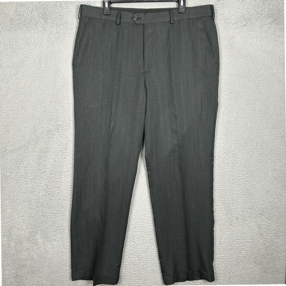 NEW IZOD Dress Pants Mens 38X32 MetrixFit Charcoal Grey Straight Leg Flat Front